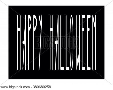 Happy Halloween Original Stamp Bar Code. Vector Illustration. White Letters On A Black Background. H