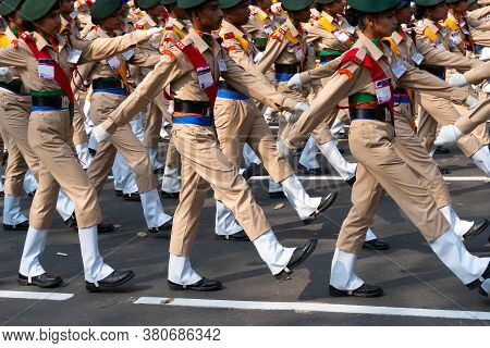 Kolkata, West Bengal, India - 26th January 2020 : March Past Of India's Bengal Tiger Academy (bta) C