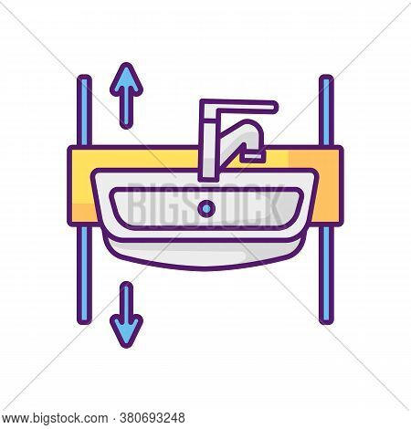 Adjustable Height Sink Rgb Color Icon. Rise And Fall Wash Basin For Wheelchair Users And Seniors. Me