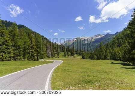 Mountain Landscape Along The Road To Crocedomini Pass, In The Brescia Province, Lombardy, Italy, At 