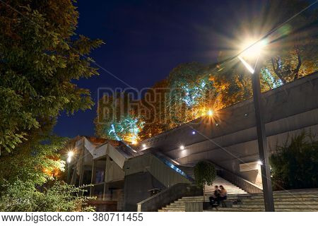 night view of Greek Park in Odessa city, Ukraine, near Potemkin stairs and Primorskiy boulevard