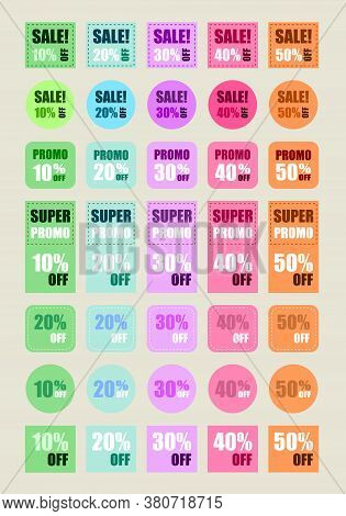 Illustration Tag Sale discount set, super sale. Super Promo black friday, shopping off, cut price