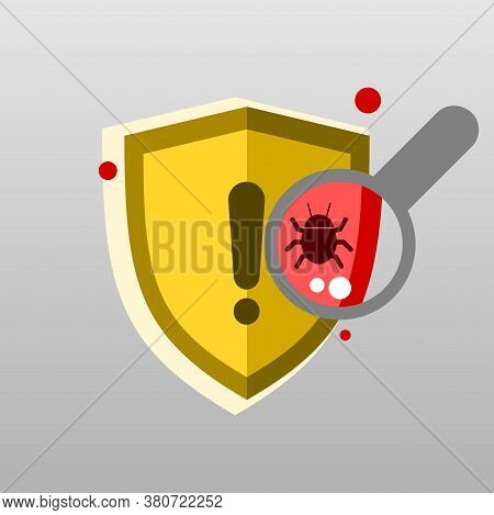 Illustracion Virus Detected On Laptop Scanning. Computer Invasion