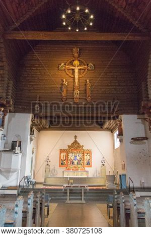 Gothenburg, Sweden - June 18 2019: The View Of Masthugget Church Interior On June 18 2019 In Gothenb