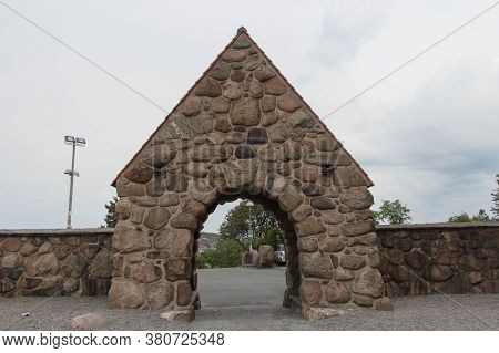 Gothenburg, Sweden - June 18 2019: Exterior View Of Masthugget Church Entrance On June 18 2019 In Go