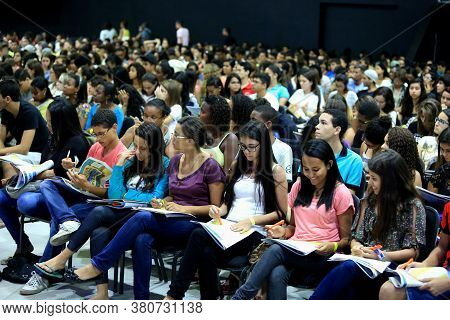 Salvador, Bahia / Brazil - August 23, 2014: Students Are Seen During Preparatory Class For The Natio