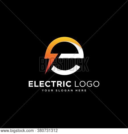 Initial E Letter With Lightning Bolt Logo Vector Design