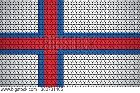 Abstract Flag Of Faroe Island Made Of Circles. Faroese Flag Designed With Colored Dots Giving It A M