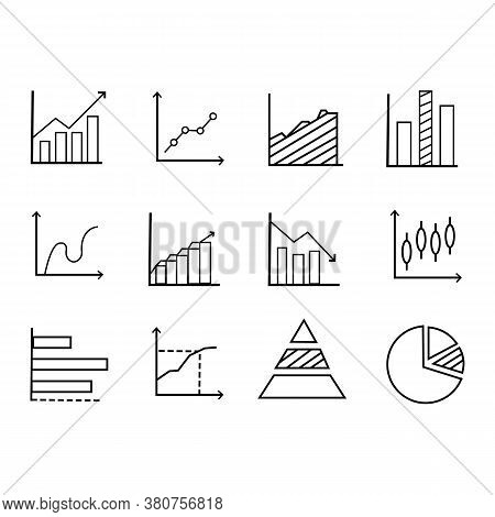 Set Of Flat Finance Graphs Icons. Vector Illustration Eps 10