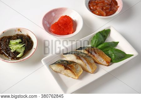 Delicious Japanese Traditional Foods Isolated On White Background.