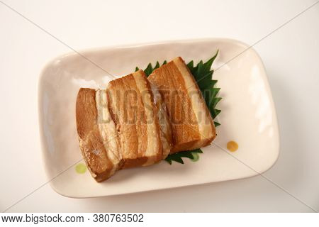 Okinawan Cuisine, Pork Dish On The Plate.