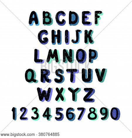 Vector Cute Colorful Alphabet For Kids. Can Be Used As Elemets For Your Design For Greeting Cards, N
