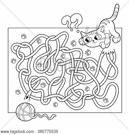 Cartoon Vector Illustration Of Education Maze Or Labyrinth Game For Preschool Children. Puzzle. Tang