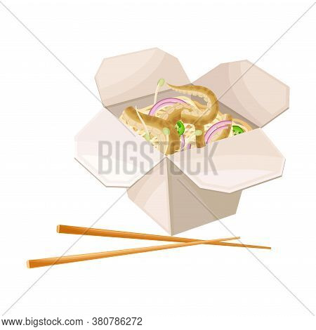 Udon-noodle With Octopus As Seafood Dish Vector Illustration