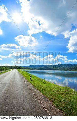 Beautiful Landscape Of Tha Krabak Reservoir In Sa Kaeo, Thailand.