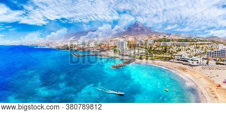 Aerial View With Las Americas Beach At Costa Adeje, Tenerife, Canary