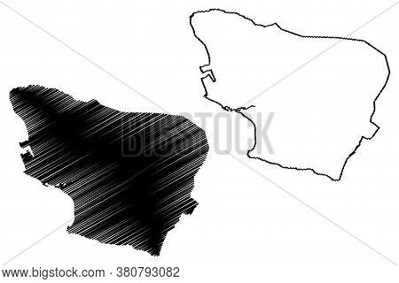 Bridgetown City (saint Michael Parish, Barbados Island) Map Vector Illustration, Scribble Sketch Cit