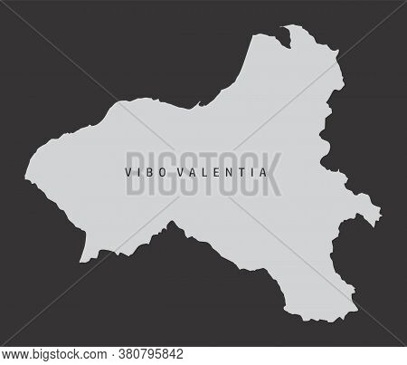 The Vibo Valentia Province Gray Silhouette Map Isolated On Dark Background, Italy