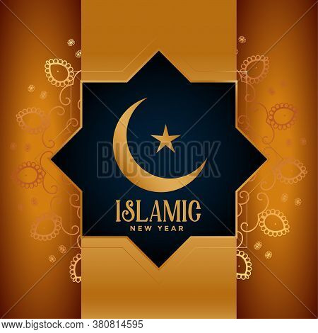 Islamic New Year Decorative Beautiful Card Design Background