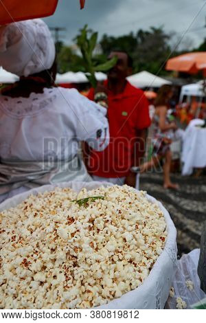 Salvador, Bahia / Brazil - January 25, 2015: Popcorn Is Used By Candomble Members For Religious Ritu