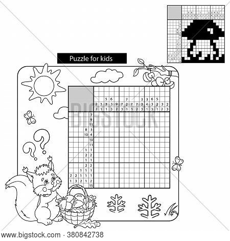 Cartoon Vector Illustration Of Education Puzzle Game For School Children. Coloring Page Outline Of S