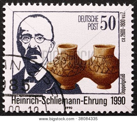 Postage Stamp Gdr 1990 Heinrich Schliemann, Archaeologist