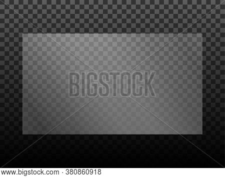 Transparent Shiny Glass Plate. Plastic Sheet. Clear Glass Showcase On A Transparent Background. Real