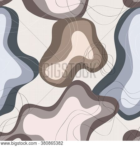 Abstract Seamless Pattern. Stone Texture. Marbleized Effect With Smooth Lines. Vector Illustration I