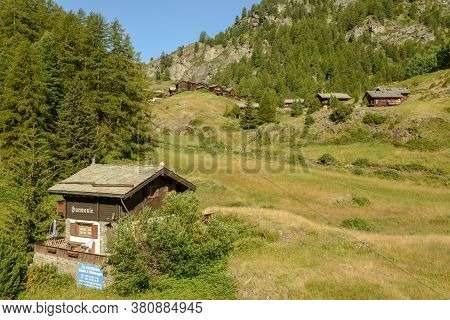 Village Of Blatten Over Zermatt In The Swiss Alps