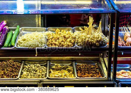 Street Market Food Stall In Luoyang Old City, Luoyang, Henan Province, China.