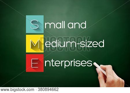 Sme - Small And Medium-sized Enterprises Acronym, Business Concept Background On Blackboard