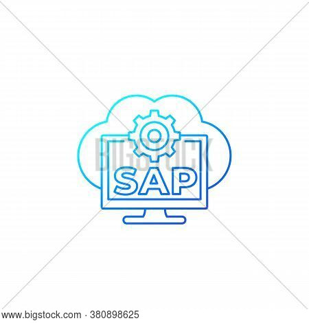 Sap, Business Cloud Software Vector Line Icon, Eps 10 File, Easy To Edit