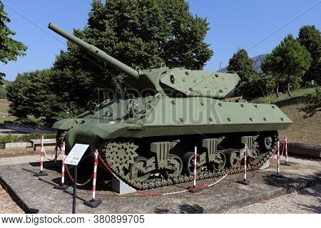 Mignano Montelungo, Italy - August 14, 2020: The Military Cemetery Which Contains The Remains Of 974