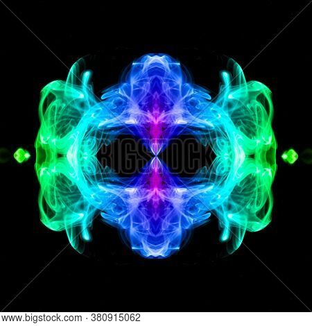 Abstract Optical Illusion Face In Bright Colorful Background. An Illusion Art Graphic Made Up Abstra