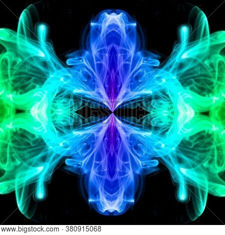 Abstract Optical Illusion Face In Bright Colorful Background. An Illusion Art Graphic Made Up Abstra