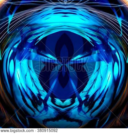 Abstract Optical Illusion Face In Bright Colorful Background. An Illusion Art Graphic Made Up Abstra