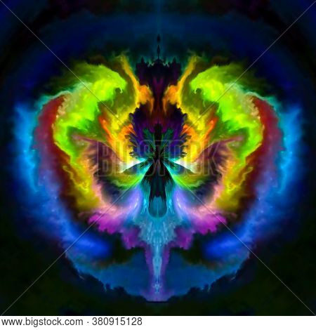 Abstract Optical Illusion Face In Bright Colorful Background. An Illusion Art Graphic Made Up Abstra