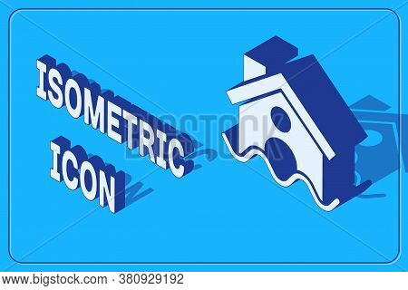 Isometric House Flood Icon Isolated On Blue Background. Home Flooding Under Water. Insurance Concept