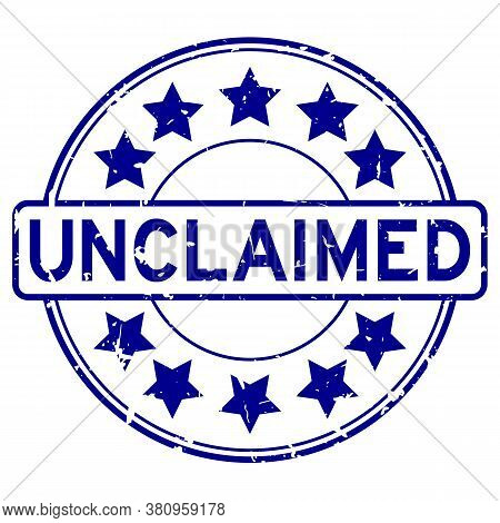 Grunge Blue Unclaimed Word With Star Icon Rubber Seal Stamp On White Background