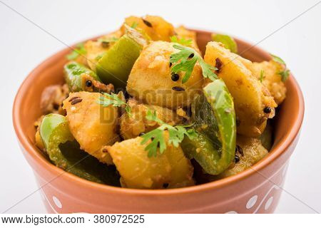 Aloo Shimla Mirch Sabji Or Dry Potato Capsicum Curry Is An Indian Main Course Recipe