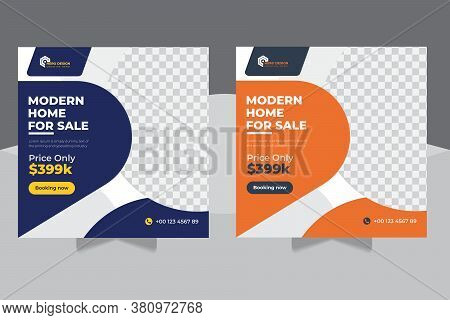 Social Media Banners Editable Post Template, Real Estate And Construction Social Media Post, Banner 