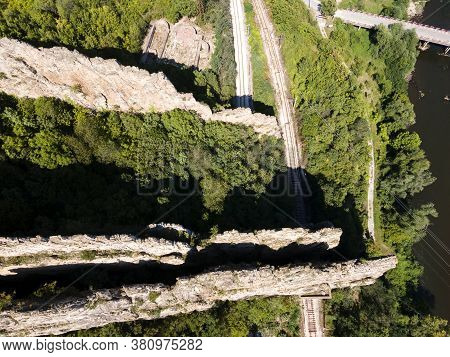 Aerial View Of Rock Formations Ritlite At Iskar River Gorge, Balkan Mountains, Bulgaria
