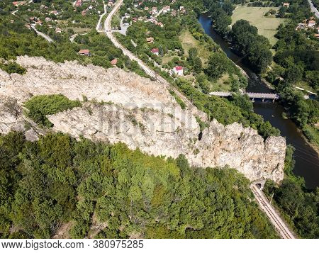 Aerial View Of Rock Formations Ritlite At Iskar River Gorge, Balkan Mountains, Bulgaria