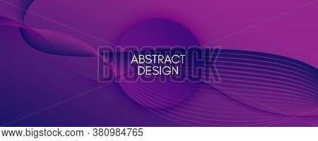 Fluid Background. 3d Flow Line Wallpaper. Color Geometric Brochure. Curve Business Template. Violet 