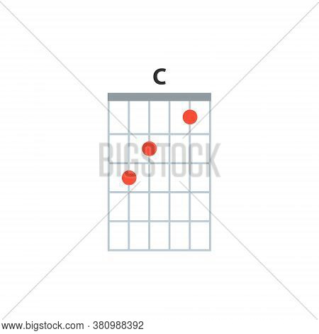 C Guitar Chord Icon. Basic Guitar Chords Vector Isolated On White. Guitar Lesson Illustration.