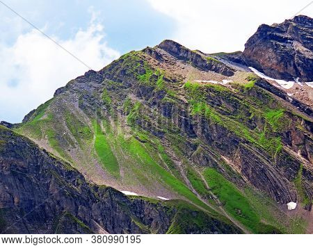 Alpine Peak Läuber (laeuber Or Lauber) Above The Melchsee Lake And In The Uri Alps Mountain Massif, 