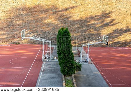 Belgrade / Serbia - August 14, 2020: Basketball Club Red Star Belgrade (crvena Zvezda) Basketball Op