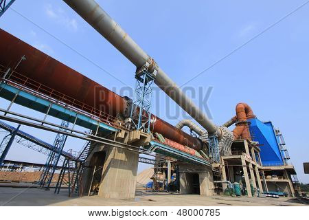 Rotary Kiln And Electric Dust Removal Equipment In A Cement Factory