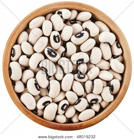 Black eyed peas fagioli piatto superiore vista da vicino isolato su sfondo bianco 