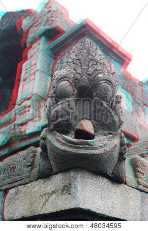 Borobudur tempel detaljer.Java.Indonesia. Anaglyph stereo.(du skal bruge cyan/røde briller for at tage 3d ef